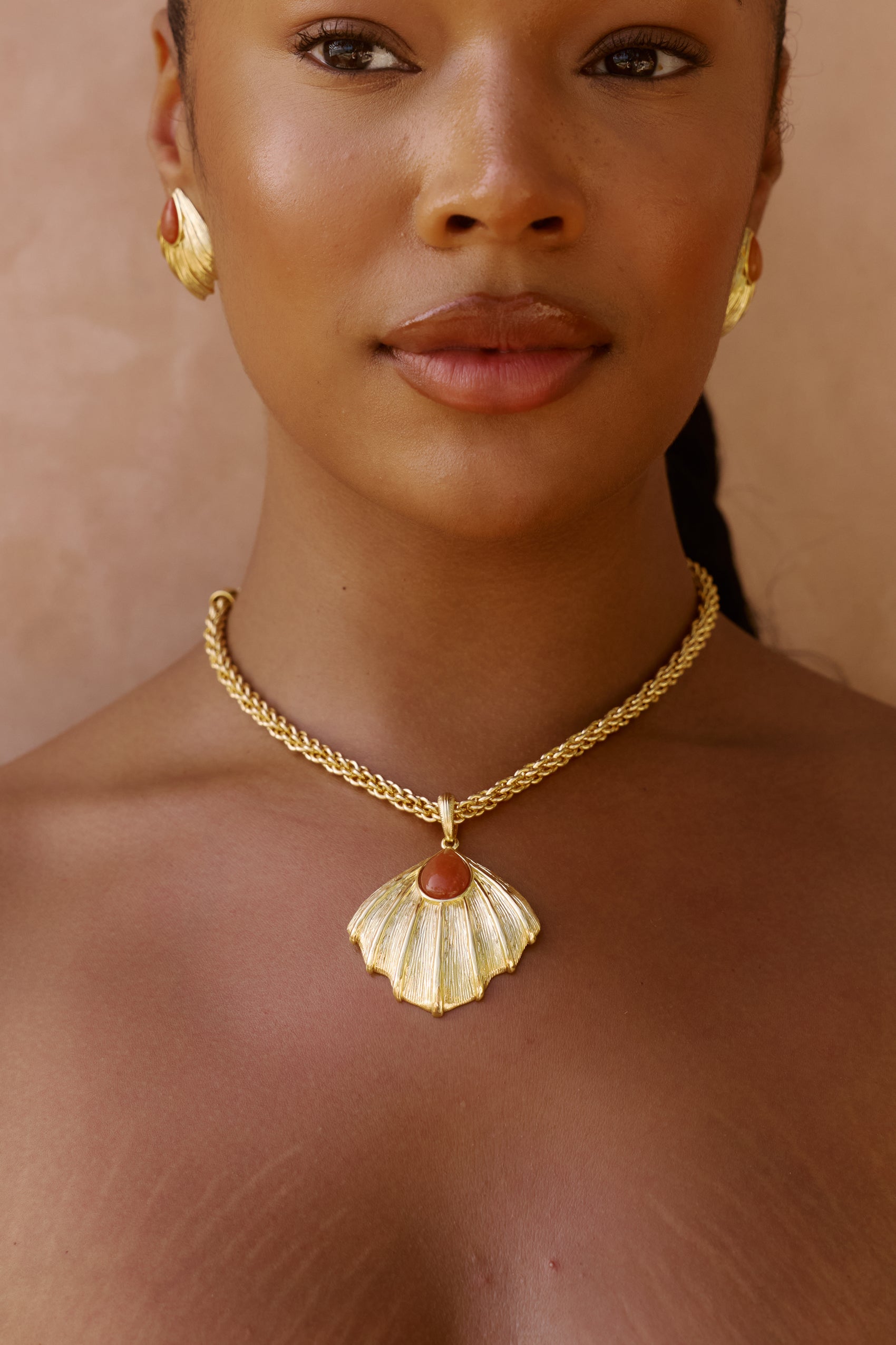 Zahana Necklace in Orange Aventurine