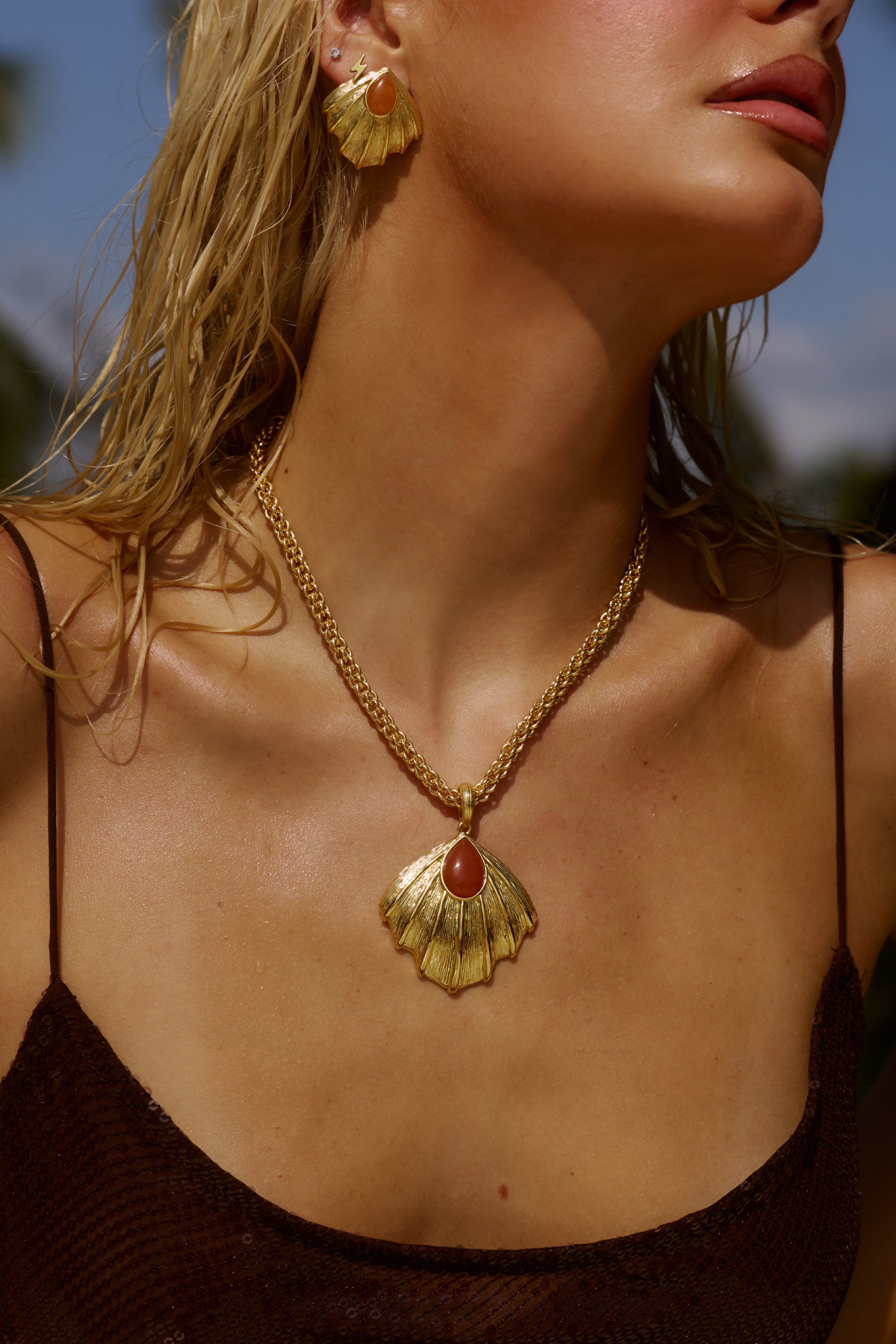 Zahana Necklace in Orange Aventurine