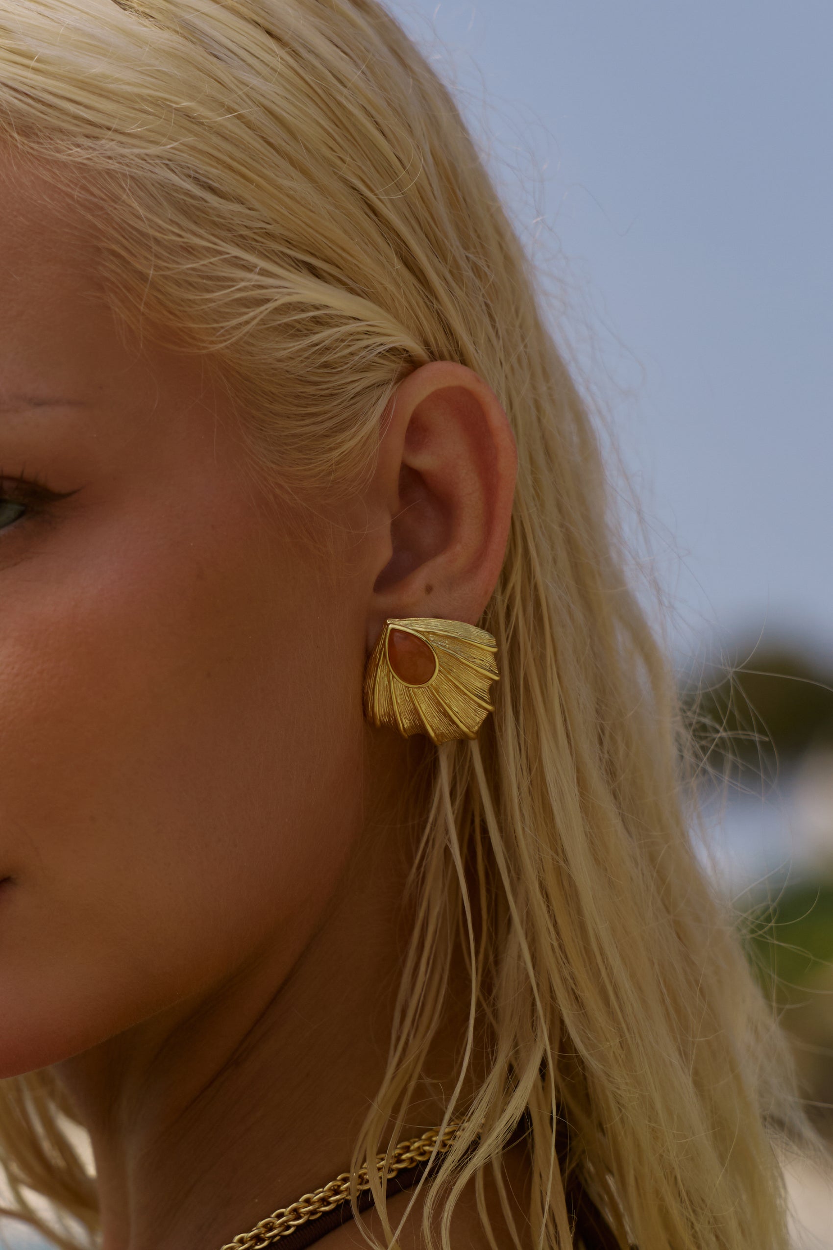 Zahana Earrings in Orange Aventurine