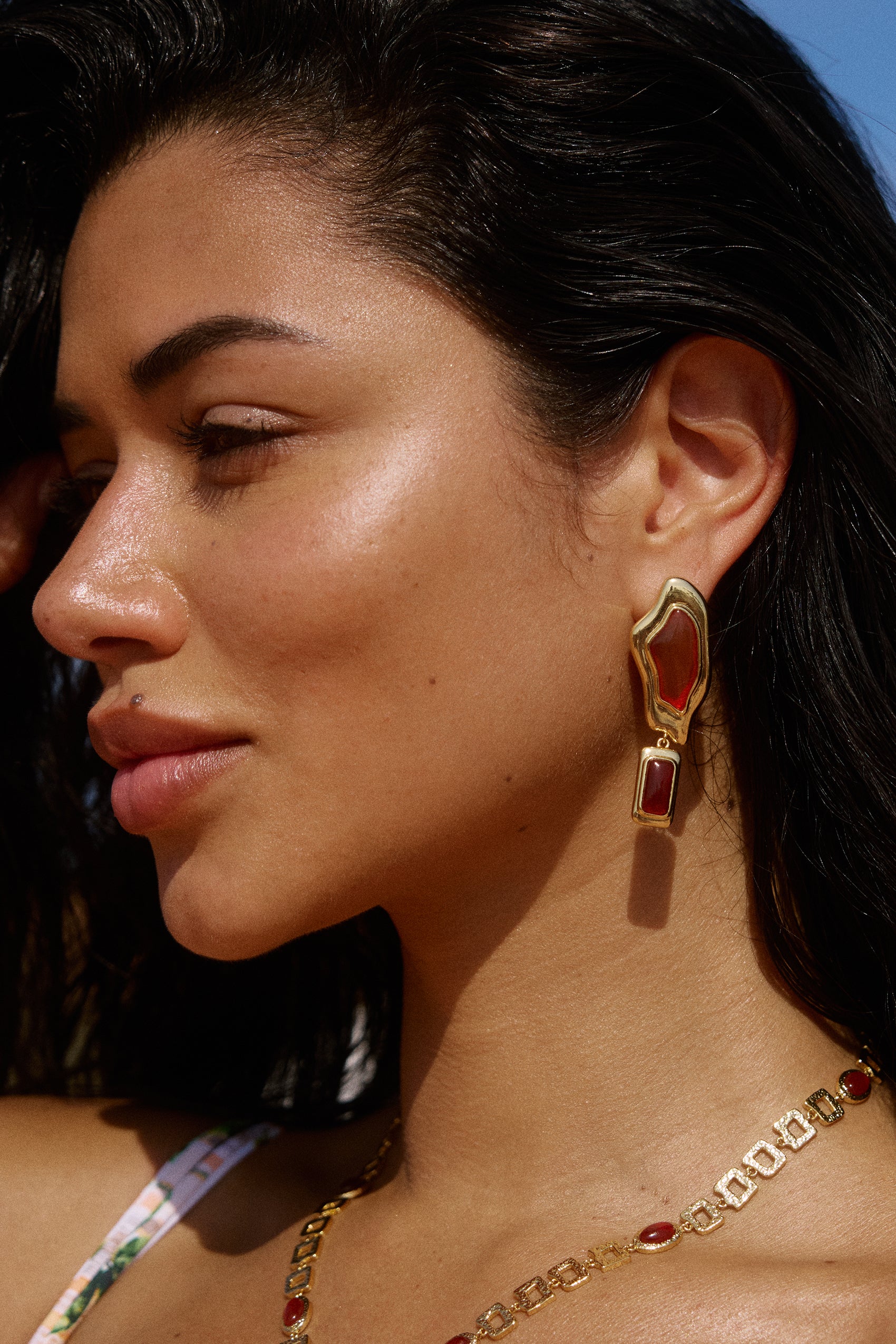 Sombra Earrings in Red Agate