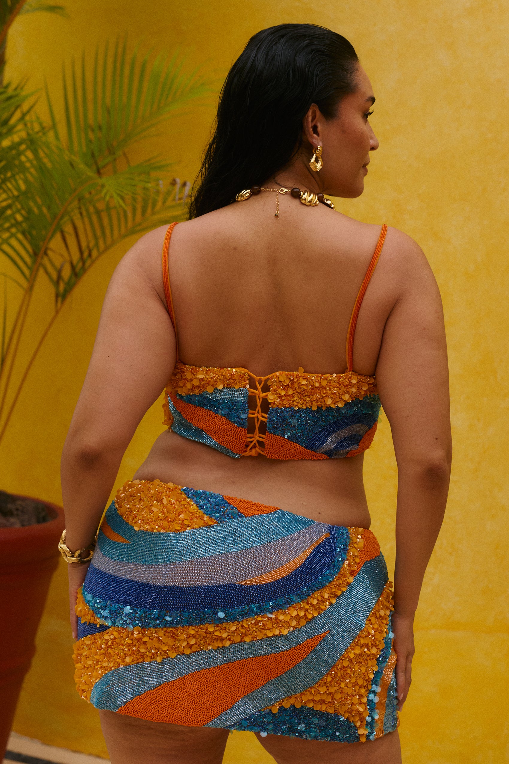 Zahira Hand Beaded Top in Sequinda