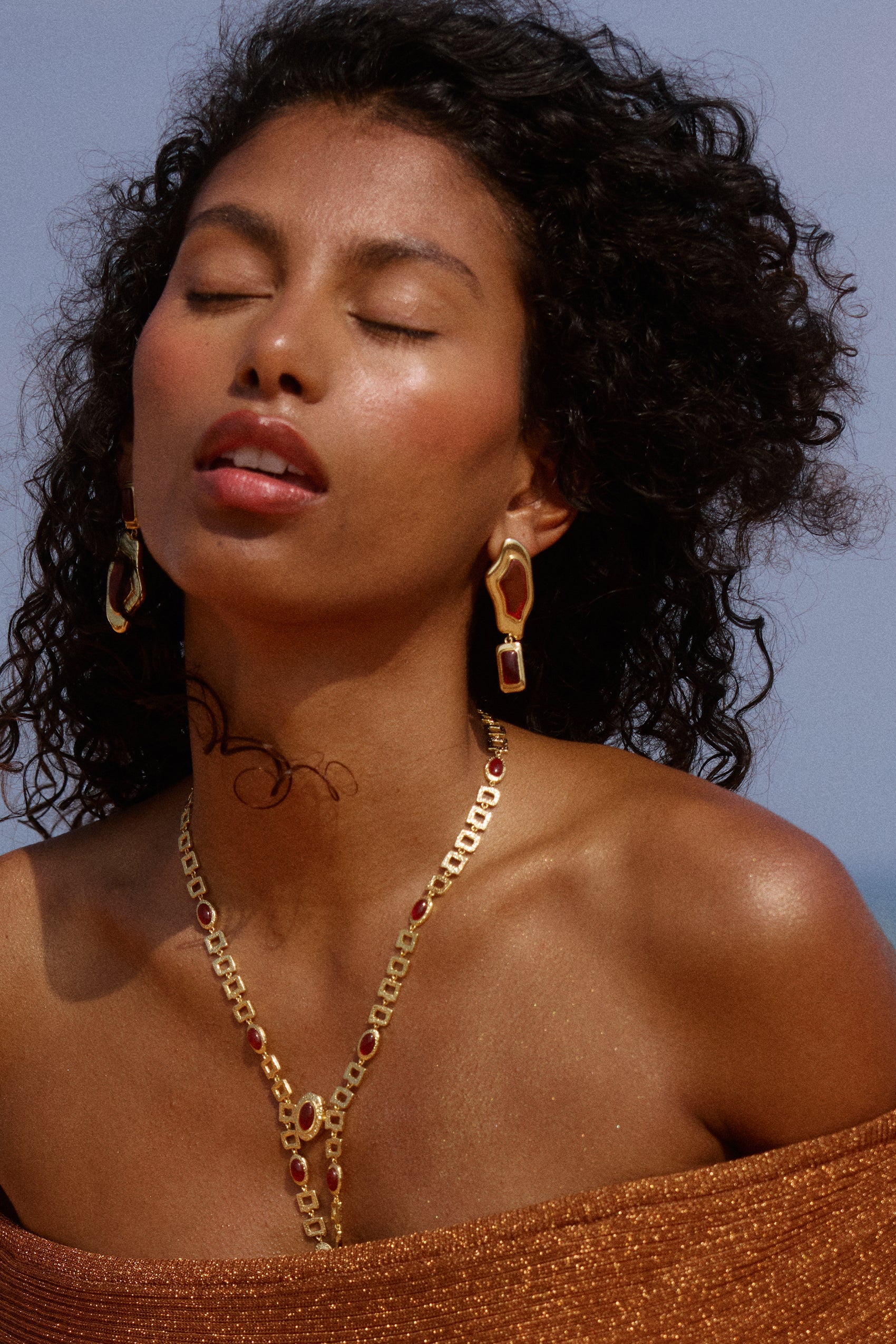 Sombra Earrings in Red Agate