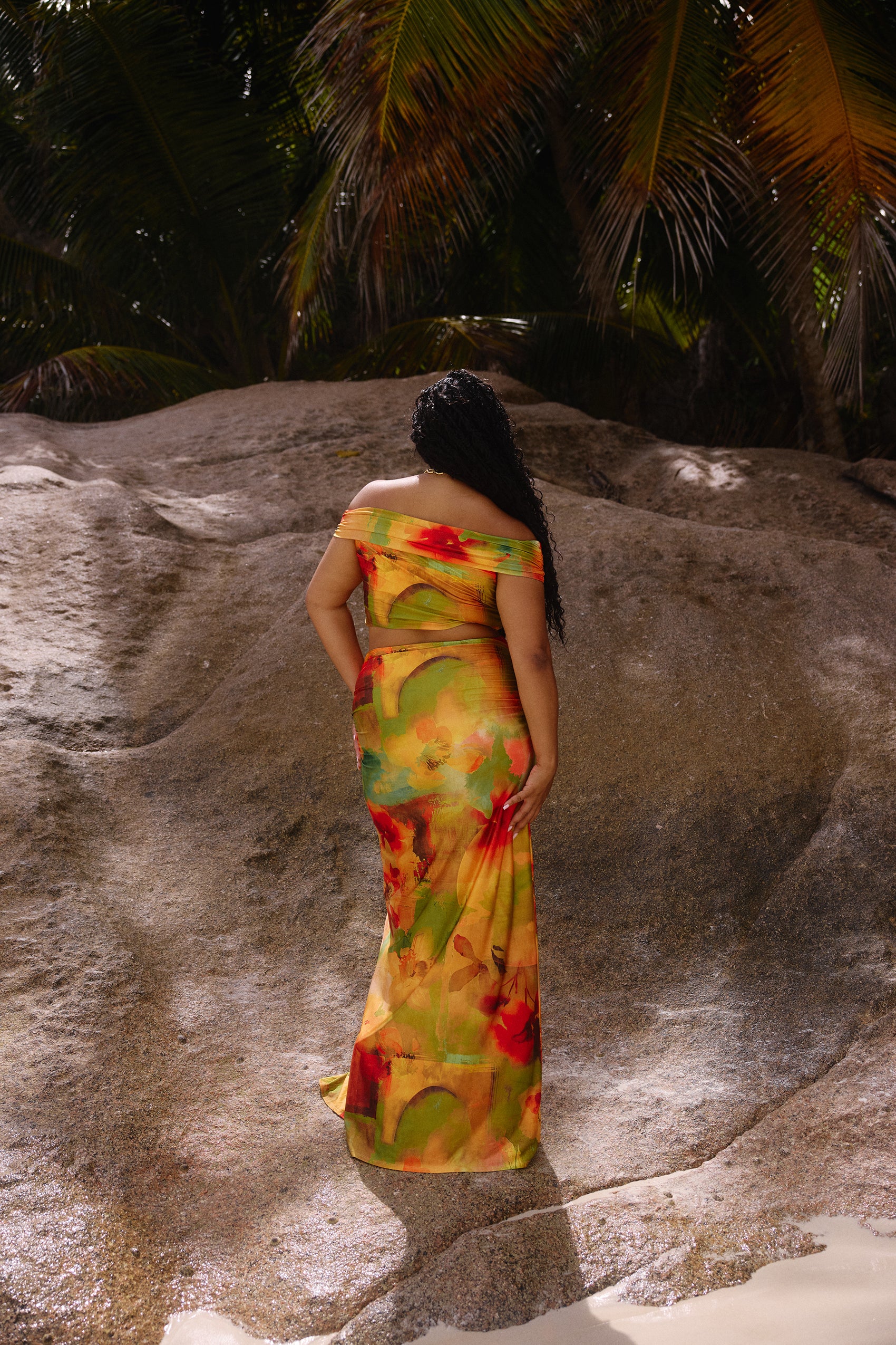 Azura Jersey Maxi Skirt in Solara