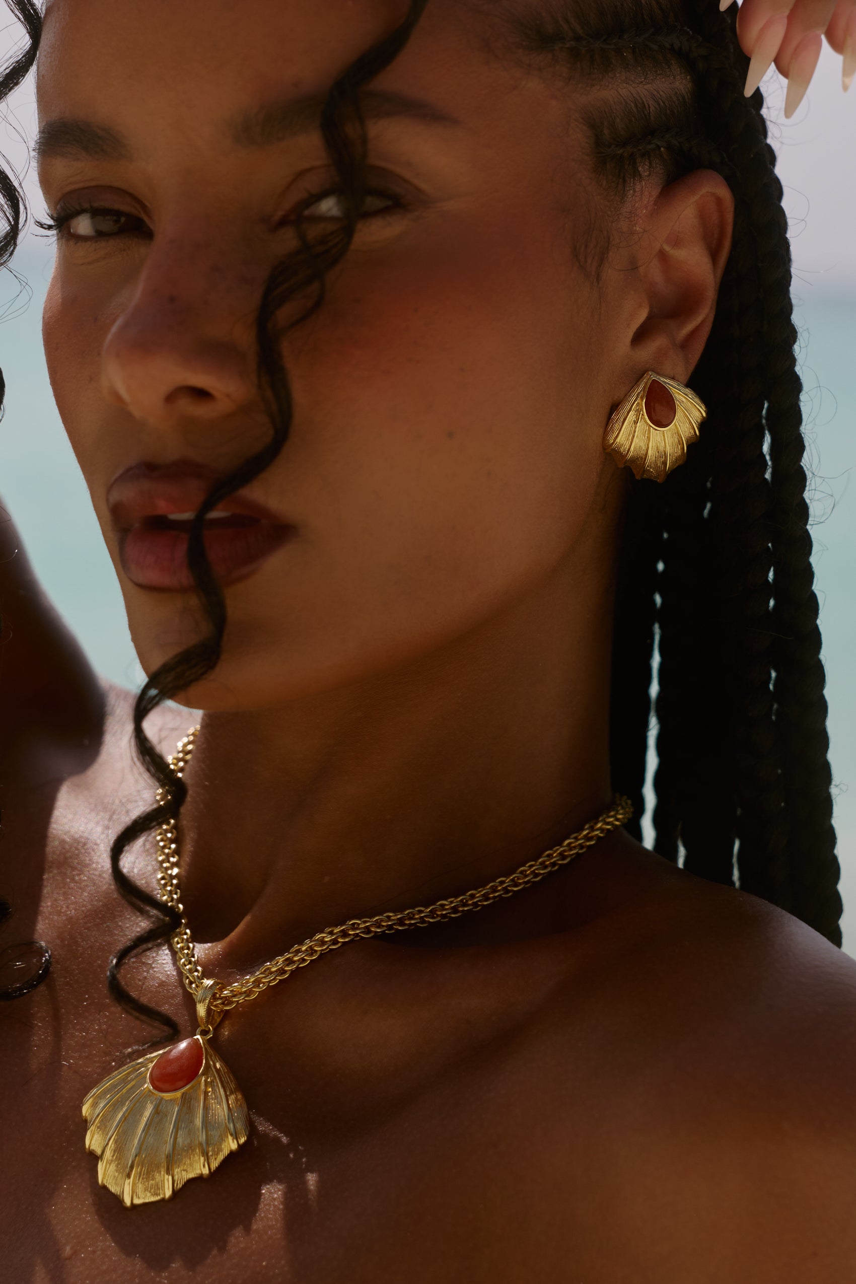 Zahana Earrings in Orange Aventurine