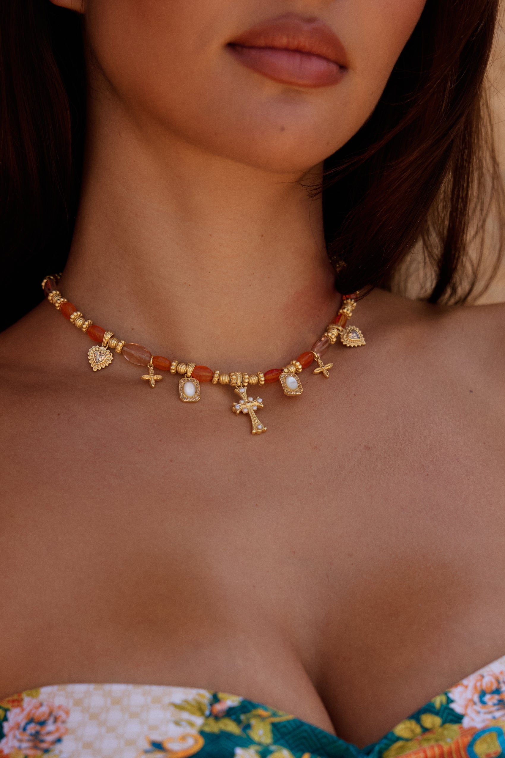 Casa Del Sol Charm Necklace in Carnelian