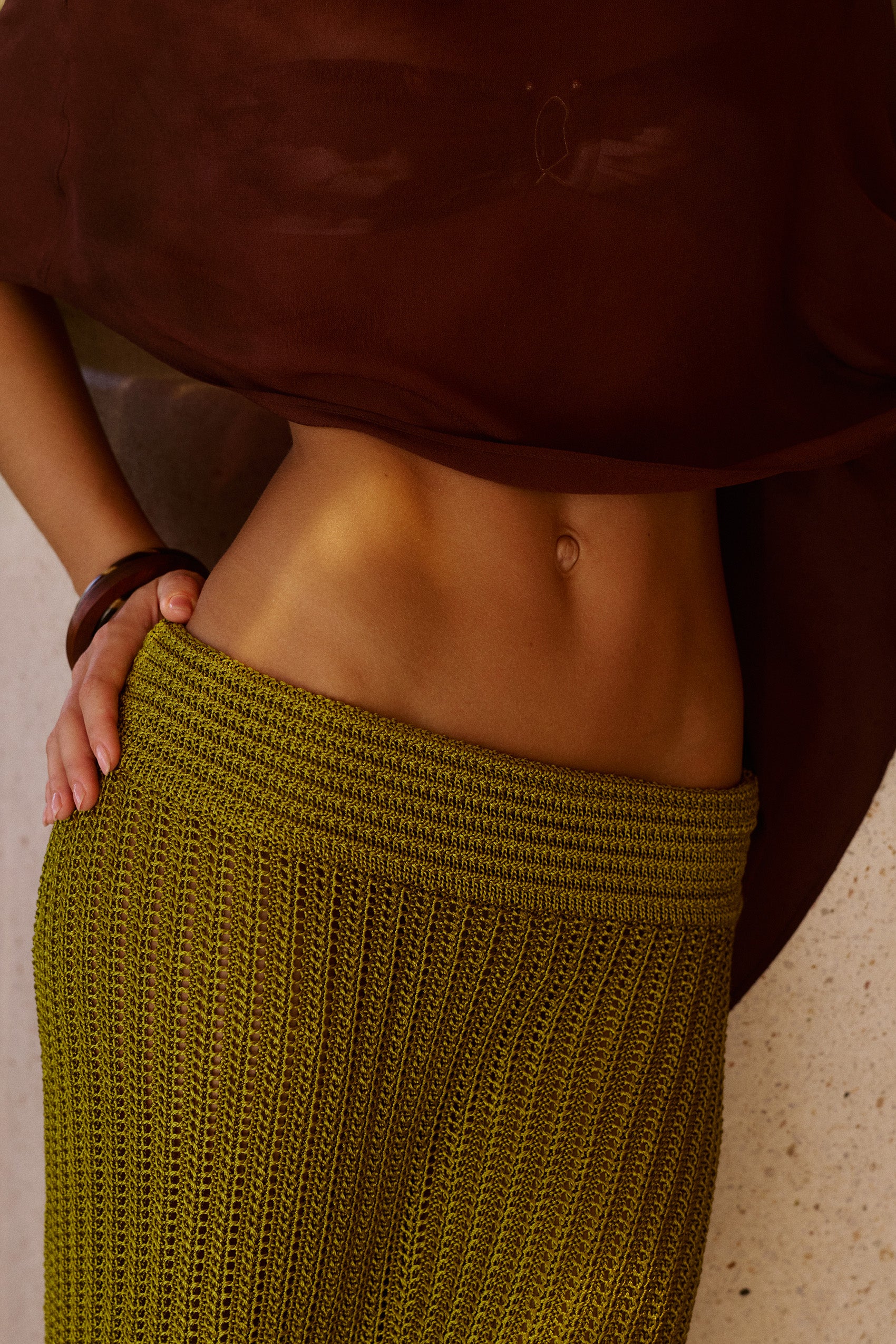 Nia Crochet Maxi Skirt in Paya