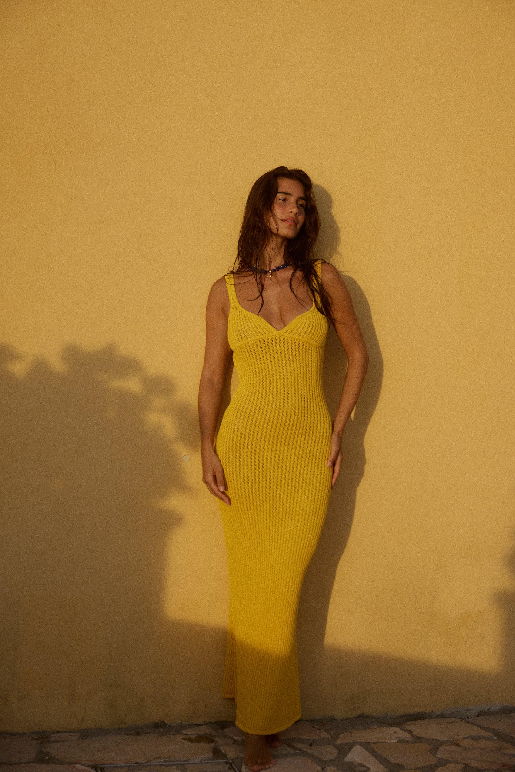 Bari Crochet Maxi Dress in Zafferano