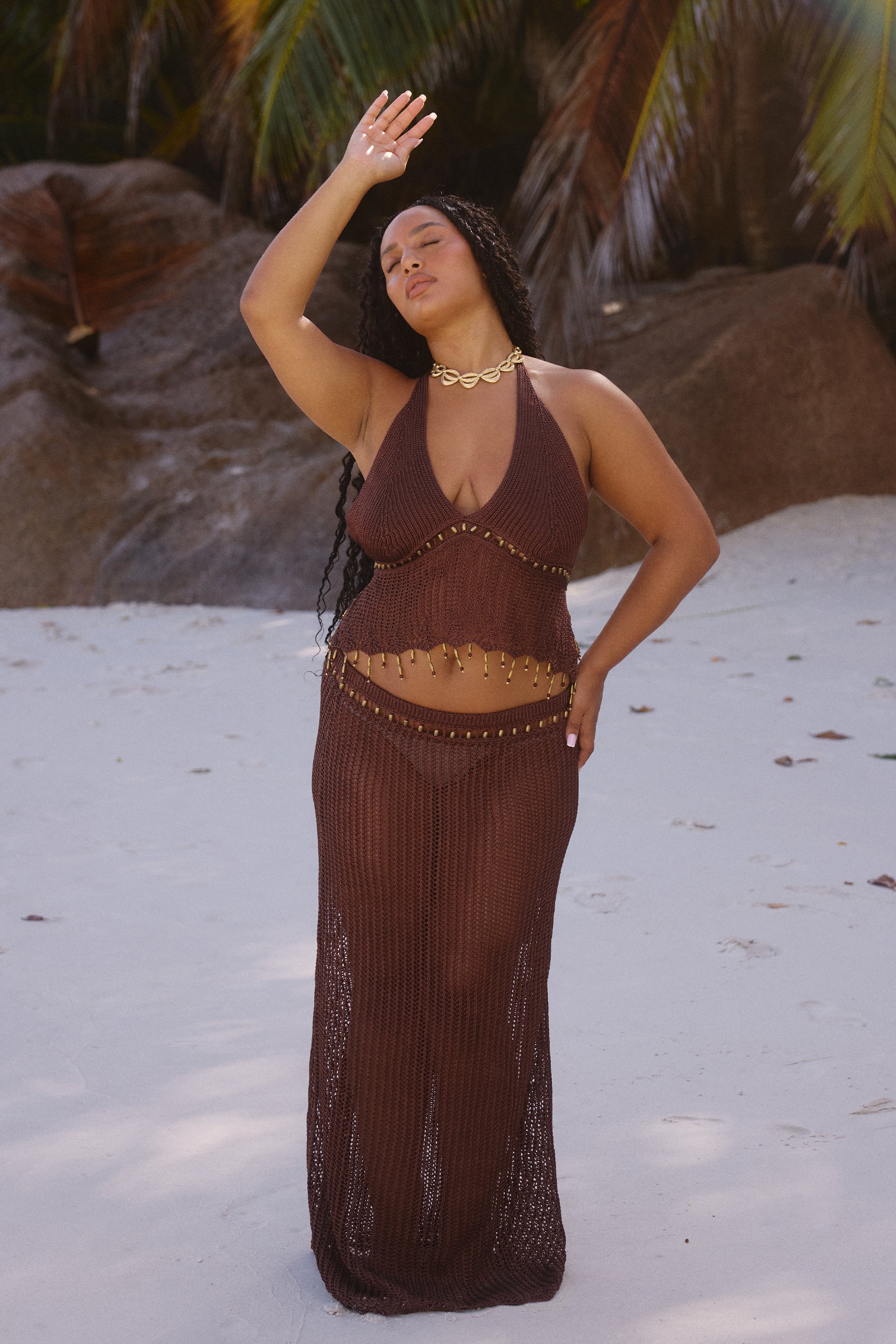 Amare Crochet Top in Cacao