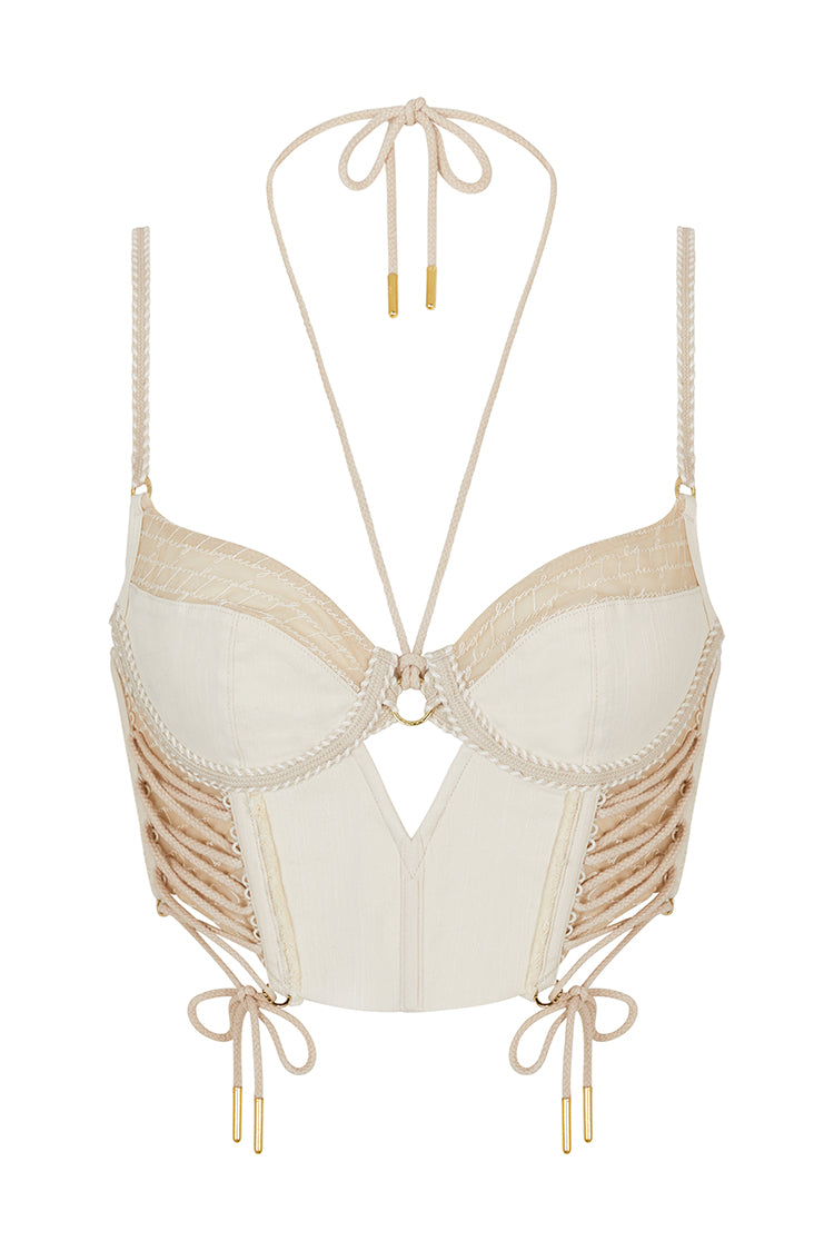 Mila Longline Bra in Pearl